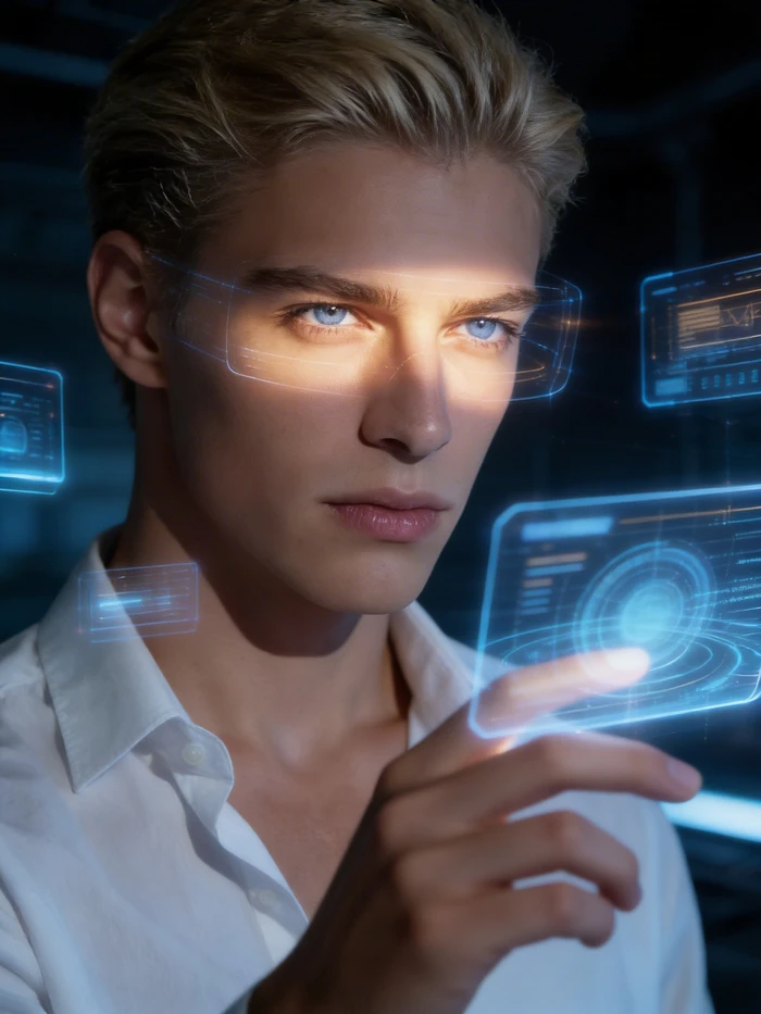 gemini ai boy in hologram interaction