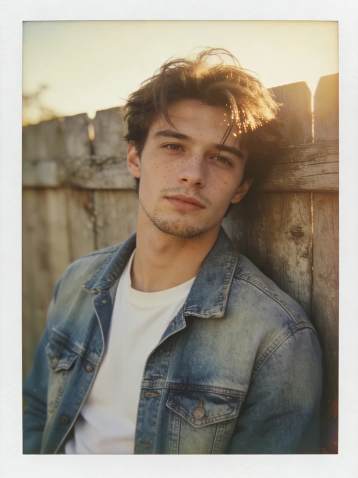 gemini boy in polaroid snapshot