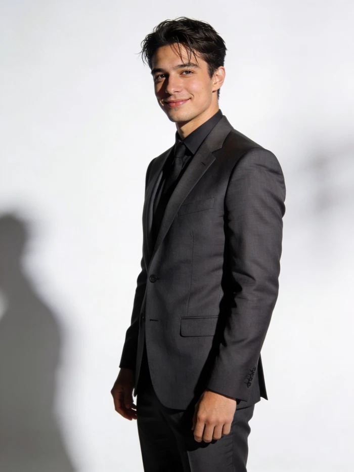 gemini ai boy in power suit portrait