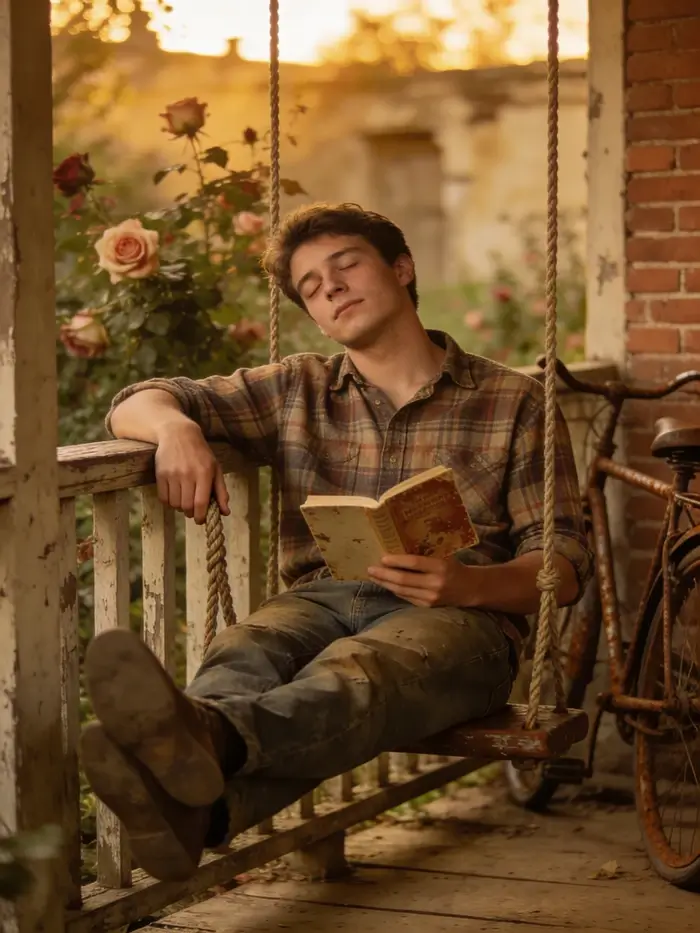 gemini ai boy in warm memory tone