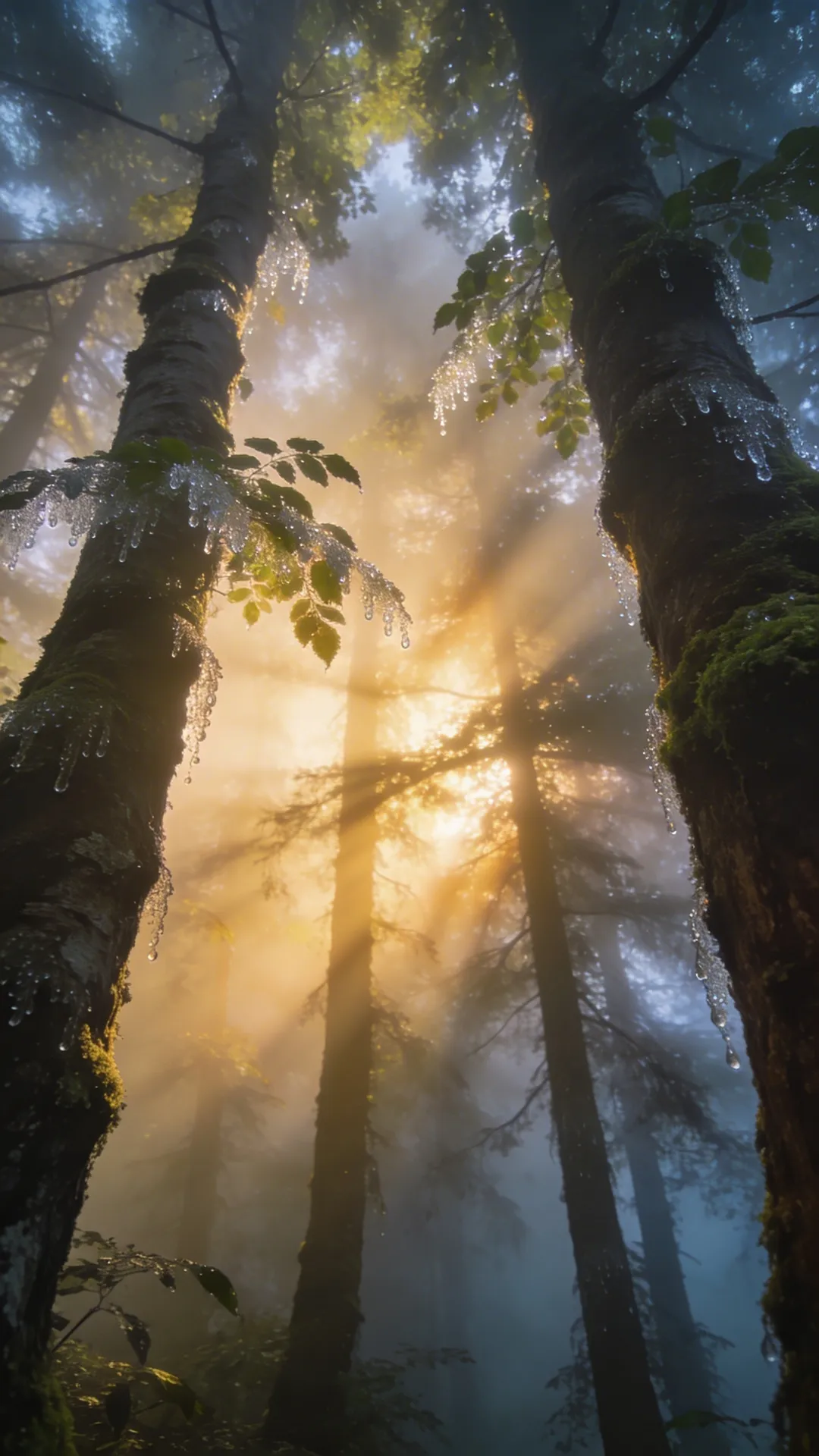 misty forest morning scene