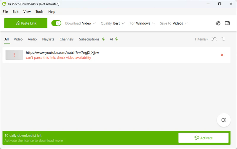 4k video downloader not working