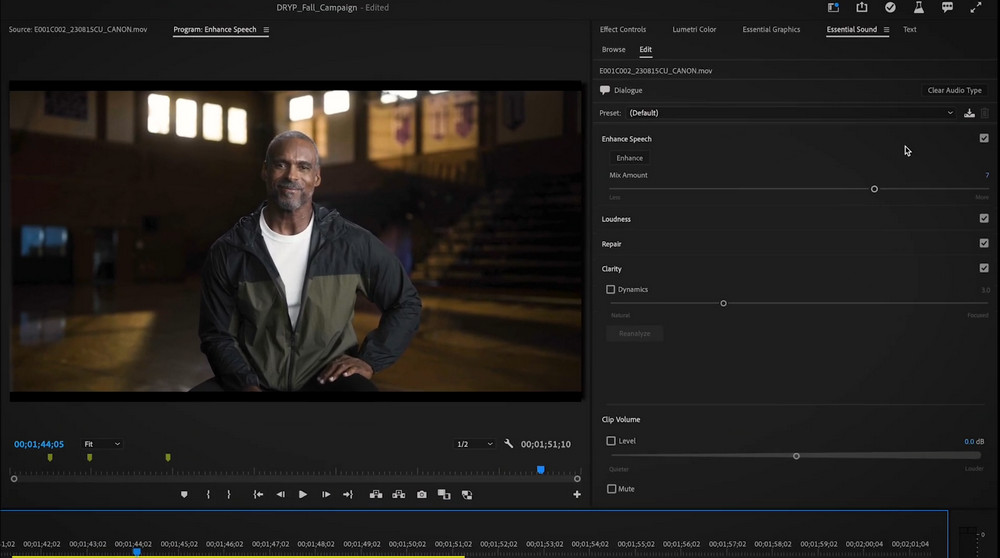 adobe premiere pro enhance speech