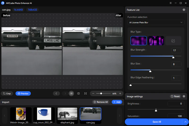 avclabs photo enhancer ai image license plate blurring