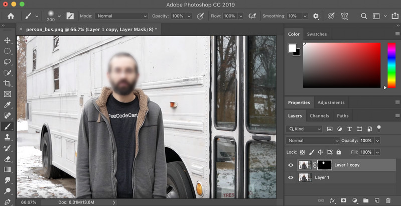 blur face in photoshop
