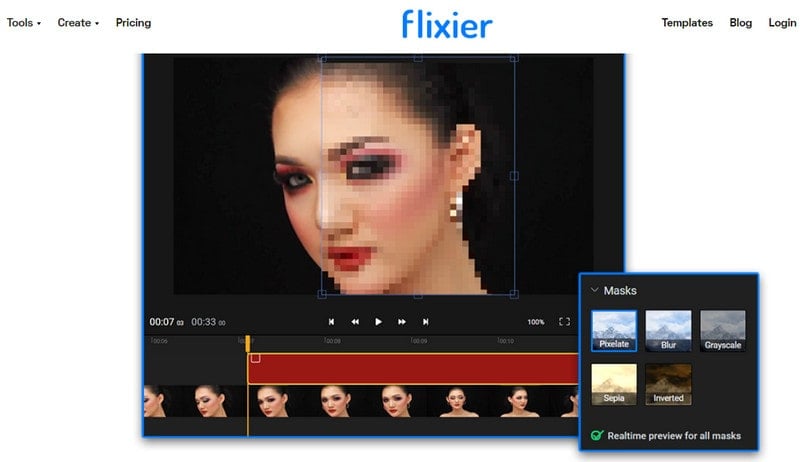 how to blur a video online with Flixier