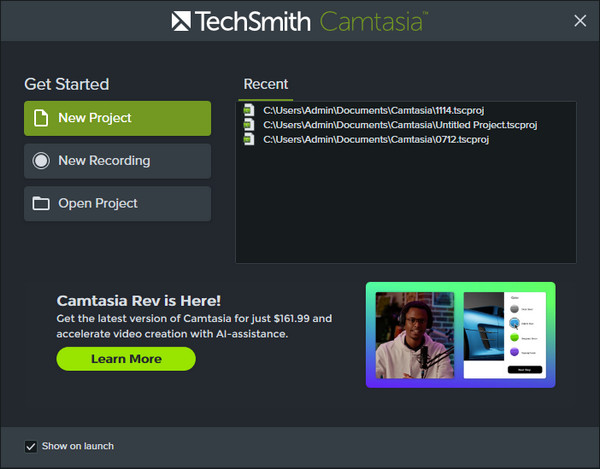 camtasia interface