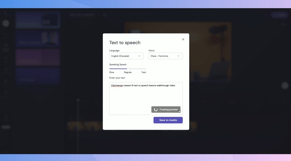 clipchamp text to speech