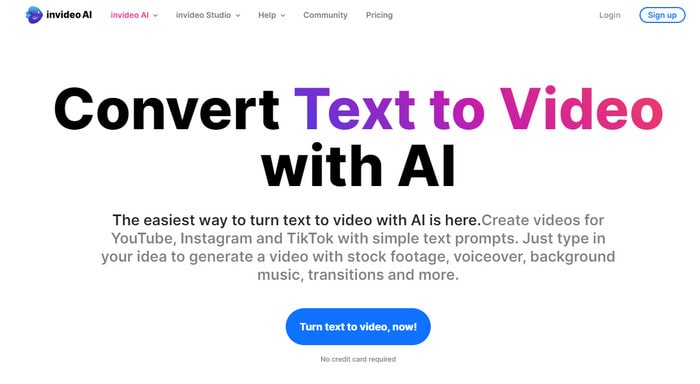 convert text to video with InVideo.io