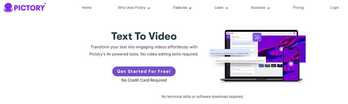 convert text to video with Pictory