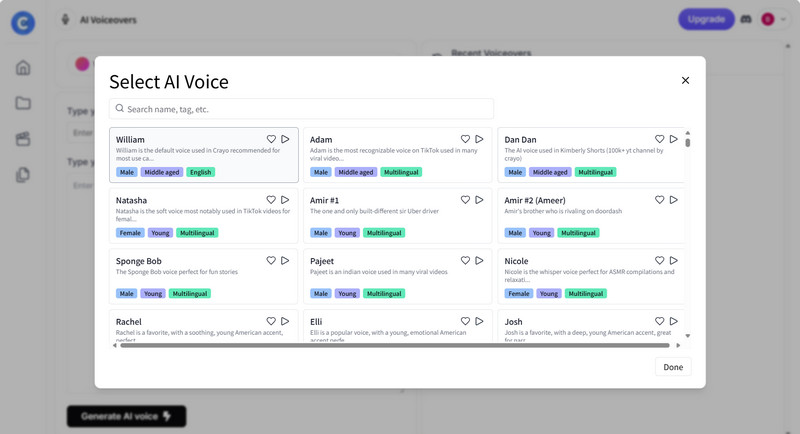 crayo ai voice option