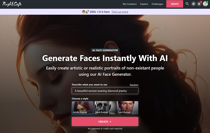 nightcafe ai face generator