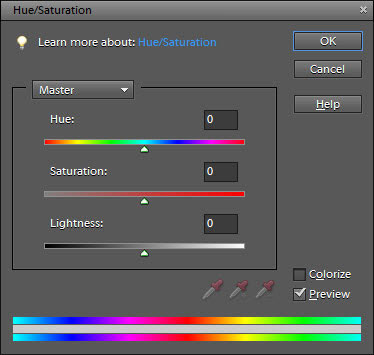 hue saturation adjustment