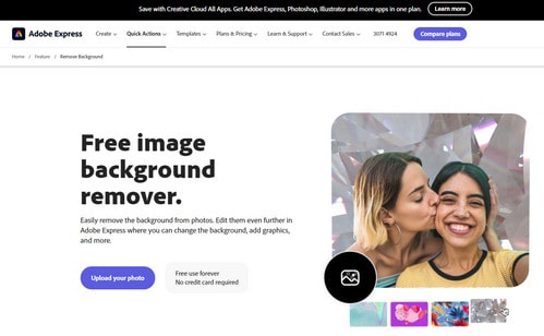 remove image background online by Adobe Photoshop Express
