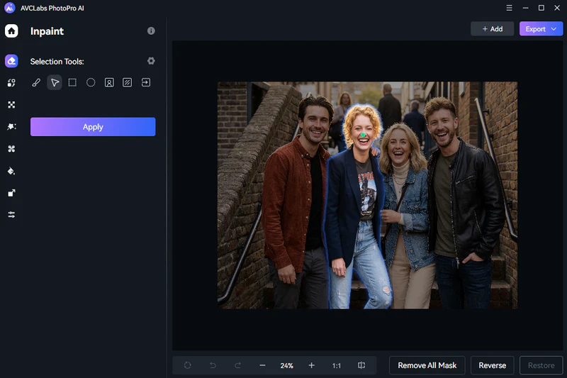 remove someone from a picture using photopro ai