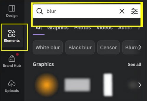 select blur effect in canva