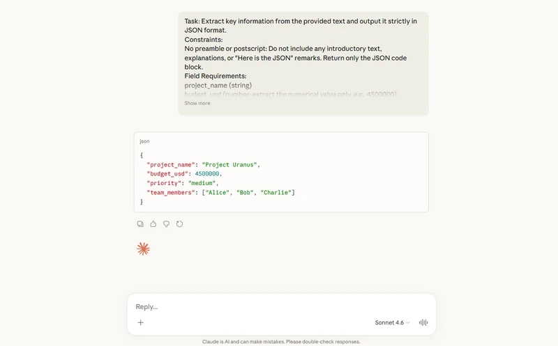 creating json file using claude sonnet 4.6