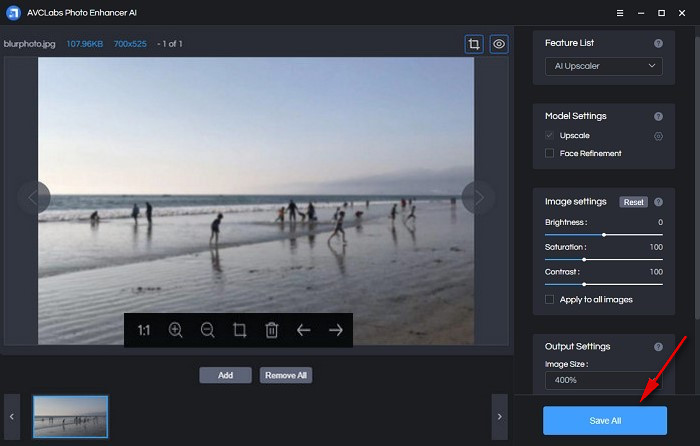 Click ‘Save All’ to start enhancing photos