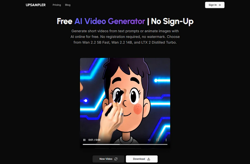upsampler ai video generator free no sign up