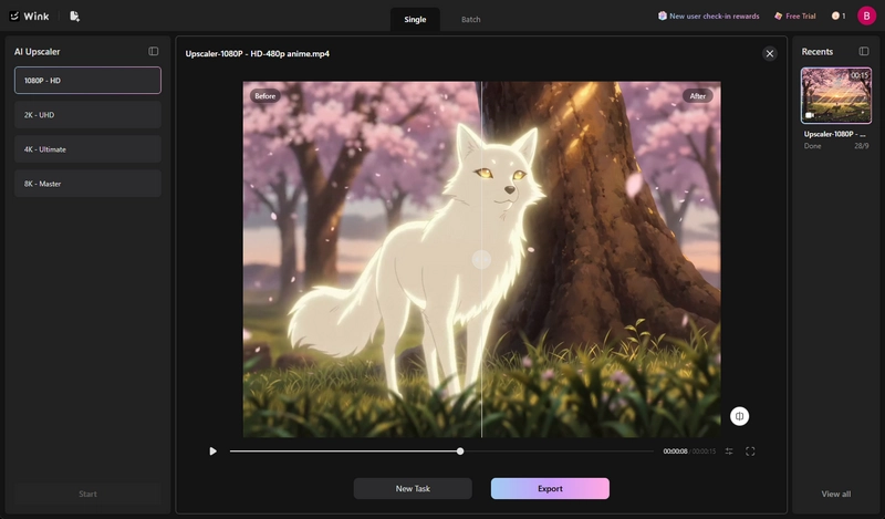 wink online anime upscaler for video