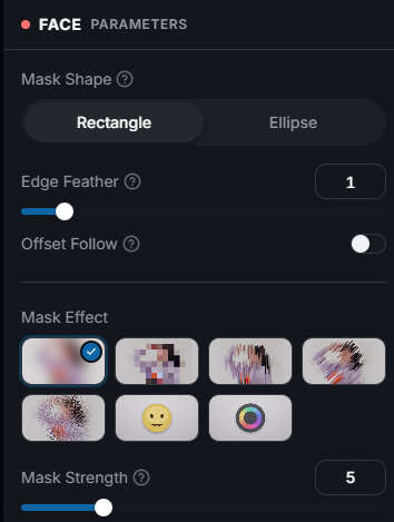 change face blur settings