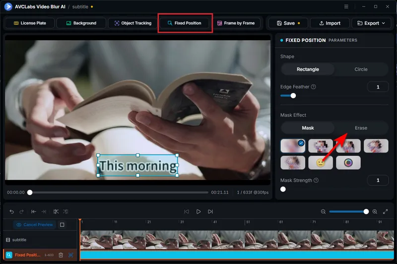 avclabs video blur ai use fixed position to remove subtitle