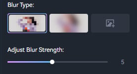 select blur type and adjust strength