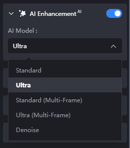 ai enhancement model setting