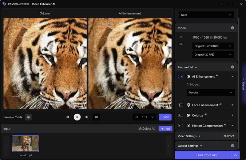 increase the video resolution with AVCLabs video enhancer ai