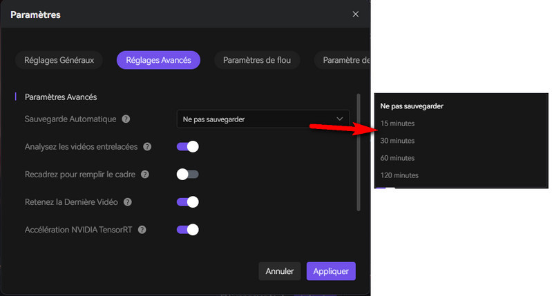 Paramètres Avancés