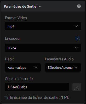 Choisir les paramètres de sortie