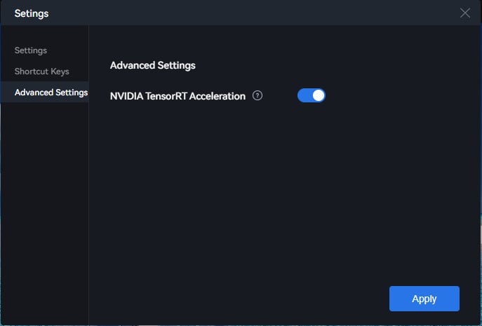 TensorRT settings